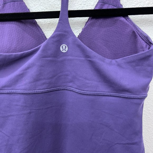 Lululemon purple racerback womens cross front built in support tank  Size: 6 - Picture 6 of 7